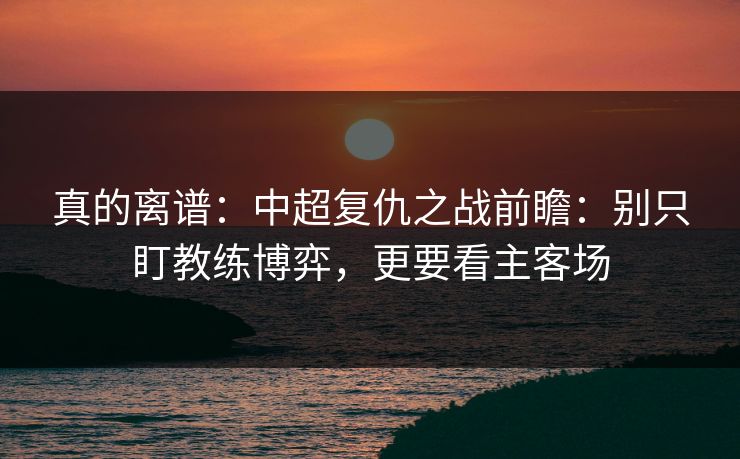 真的离谱：中超复仇之战前瞻：别只盯教练博弈，更要看主客场