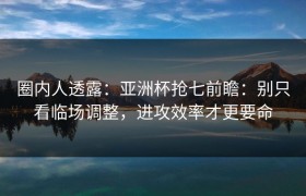圈内人透露：亚洲杯抢七前瞻：别只看临场调整，进攻效率才更要命